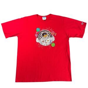 Champion Shirt Mens 2XL Red Astronaut Black Hole Space Planets Heavyweight